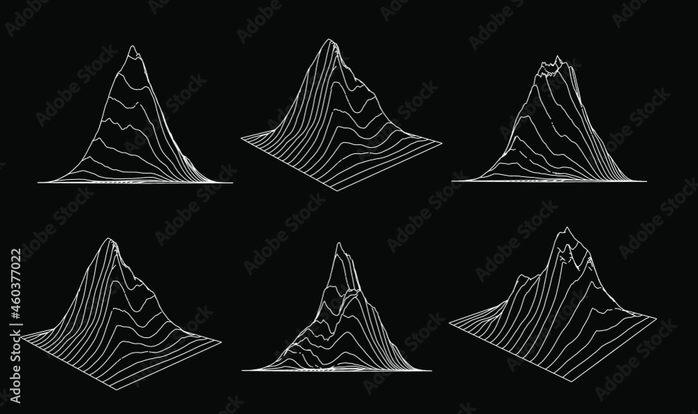 Aufkleber 3d polygonal mountain landscape in retrofuturistic style. concept of big data and virtual reality.