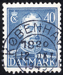 Postage stamps of the Denmark. Stamp printed in the Denmark. Stamp printed by Denmark.