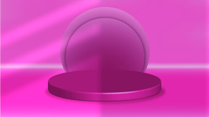 Pink 3D podium for product placement.