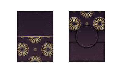 Template Congratulatory Brochure burgundy color with a mandala gold pattern for your congratulations.