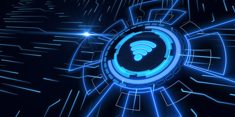 Wi-Fi wireless network concept. Wireless data transmission technology