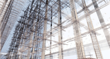 3D BIM model of reinforcement framework of the building	
