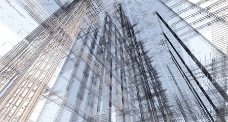 3D BIM model of reinforcement framework of the building	