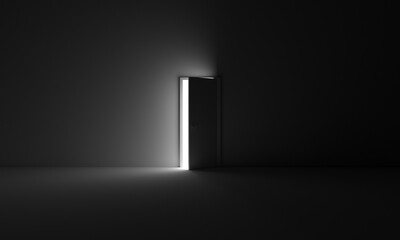A door that opens, from room darkness to light. Symbol of opportunity, freedom, exit, future, hope. It can be used for scary scenes or spiritual connection. 