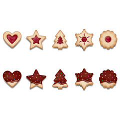 set of isolated christmas cookies