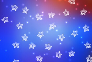 Light Blue, Red vector backdrop with small and big stars.