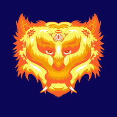 Vector illustration flaming wolf fire design good for t-shirt