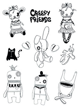 creepy friends halloween monsters dolls voodoo 