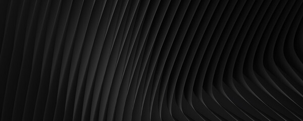 Abstract black lines and waves pattern. Template background. 3d render.