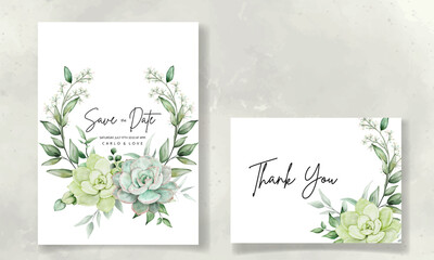 Luxury greenery wedding invitation card floral