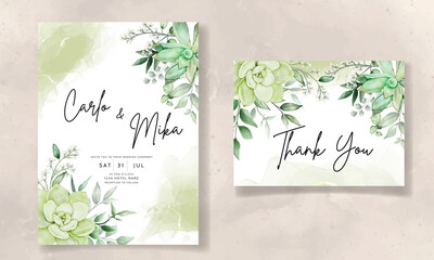 Luxury greenery wedding invitation card floral