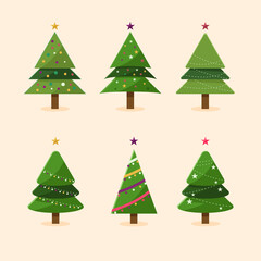 Set collection of Christmas trees with modern flat design. Can be used for
printed materials, flyer, banner, business cards.