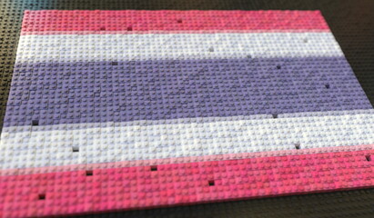 Flag of Thailand made with plastic toy blocks, 3d rendering