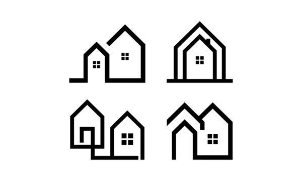 lineart house template vector