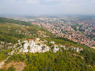 Aerial view of Saint Demetrius church near Asenovgrad, Bulgaria