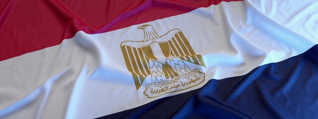 Flag of Egypt made of fabric. 