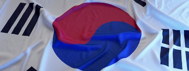 Flag of South Korea made of fabric. 