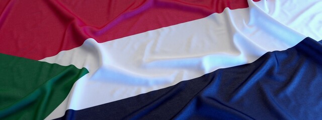 Flag of Sudan made of fabric. 
