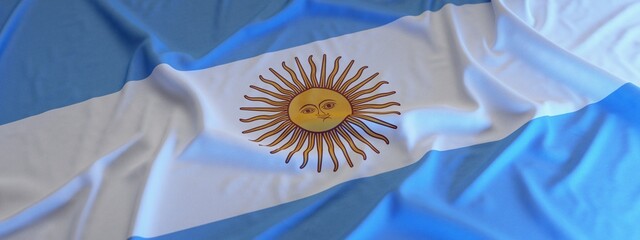 Flag of Argentina made of fabric.  - obrazy, fototapety, plakaty