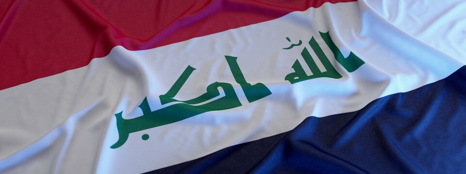 Flag of Iraq made of fabric. 