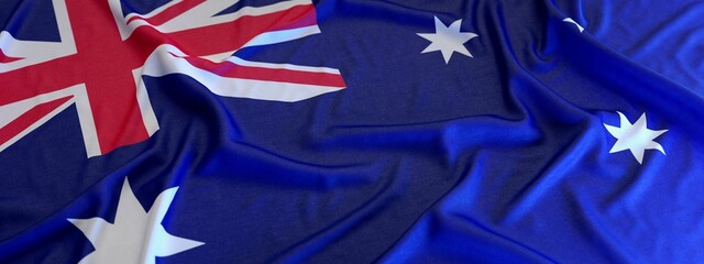 Flag of Australia made of fabric. 