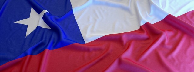 Flag of Chile made of fabric. 