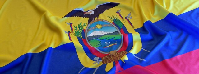 Flag of Ecuador made of fabric. 