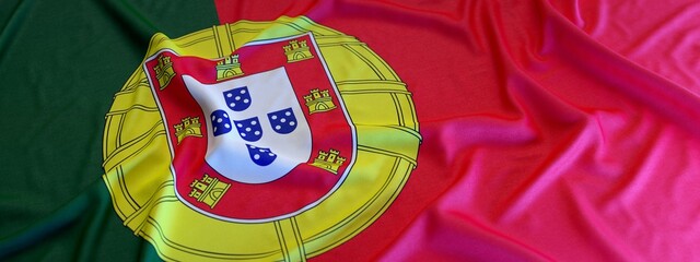 Flag of Portugal made of fabric. 