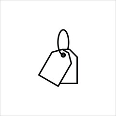 Blank black paper price tag. label icon with cord on white background eps 10