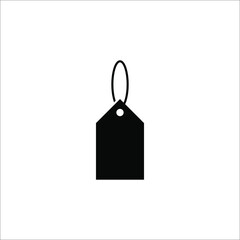 Blank black paper price tag. label icon with cord on white background eps 10