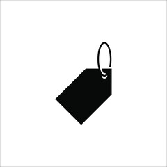 Blank black paper price tag. label icon with cord on white background eps 10