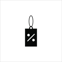 Blank black paper price tag. label icon with cord on white background eps 10