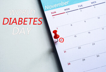  World diabetes day,14 november. Copy space. Top view