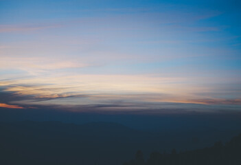 beautiful sunset and Sky, dawn light and shiluette mountain view background.