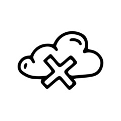 no access to cloud service line vector doodle simple icon