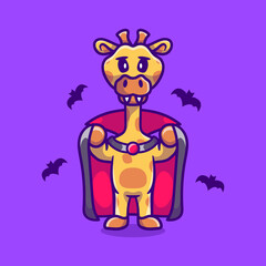 cute giraffe wearing vampire halloween costume