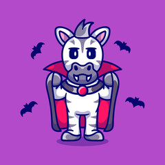 cute zebra wearing vampire halloween costume