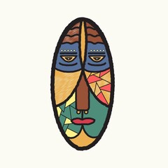 abstract face painting. hand drawn cubism face. culture face art. africa face art for wall art, t-shirt and poster design.