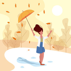 Autumn concept - Woman outide enjoy