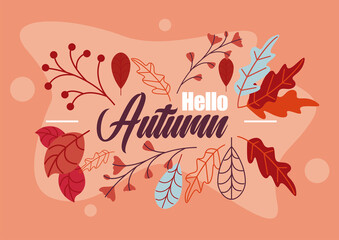Autumn concept - Hello holiday, orange banner