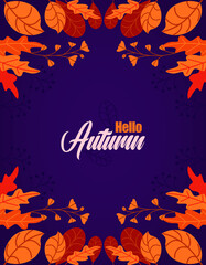 Autumn concept - banner holiday, purple concpet and leaves