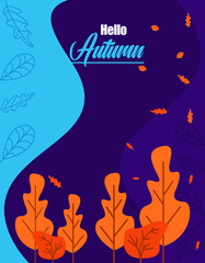 Autumn concept - blue line background banner