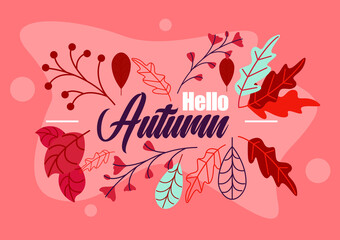 Autumn concept - Hello holiday, orange banner