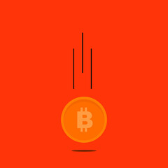illustration of a bitcoin down
