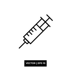 Line Syringe icon vector illustration logo for many purpose. Isolated on white background. – Vector