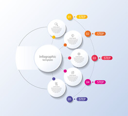 Presentation business infographic template with 5 step