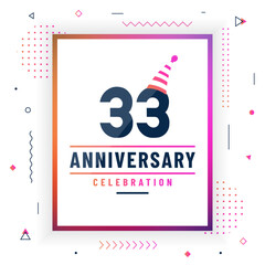 33 years anniversary greetings card, 33 anniversary celebration background free vector.