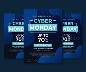 Set of cyber monday poster promo sale for social media post