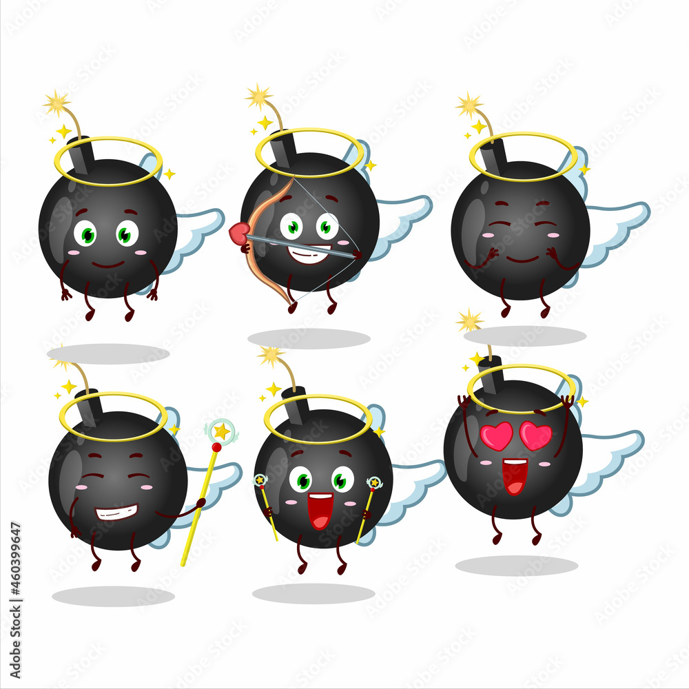 Sticker Bomb explosive firecracker cartoon designs as a cute angel character. Vector illustration