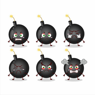 Bomb explosive firecracker cartoon character with various angry expressions. Vector illustration